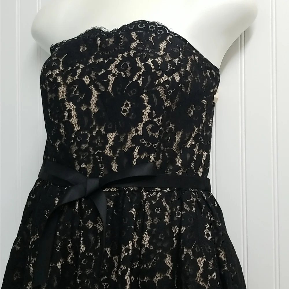 Robert Rodriguez Neiman Marcus Dress Black Strapless Lace